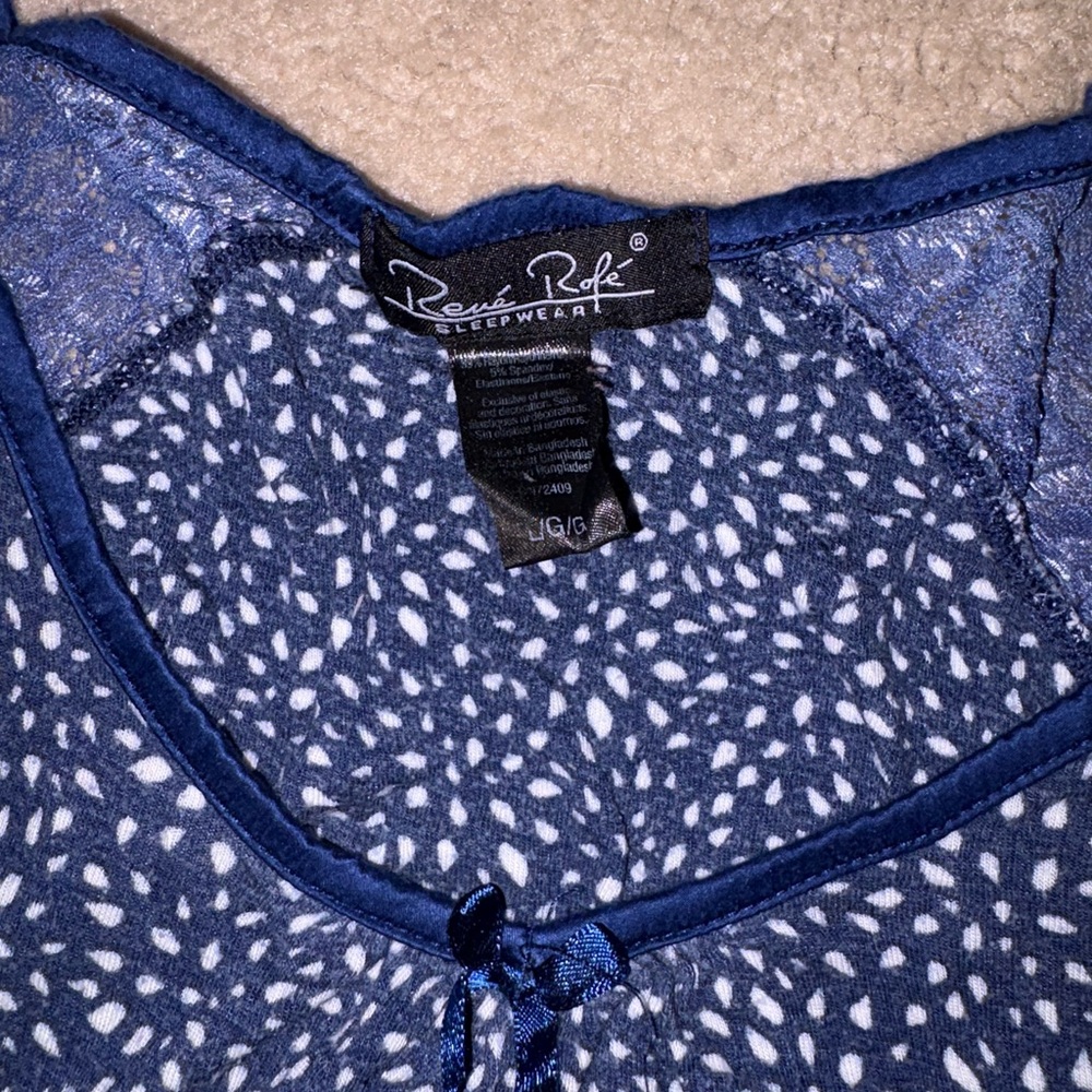 Rene Rofe Navy and White Sleepwear Pajama Top and Shorts set ❤️ - Picture 2 of 4